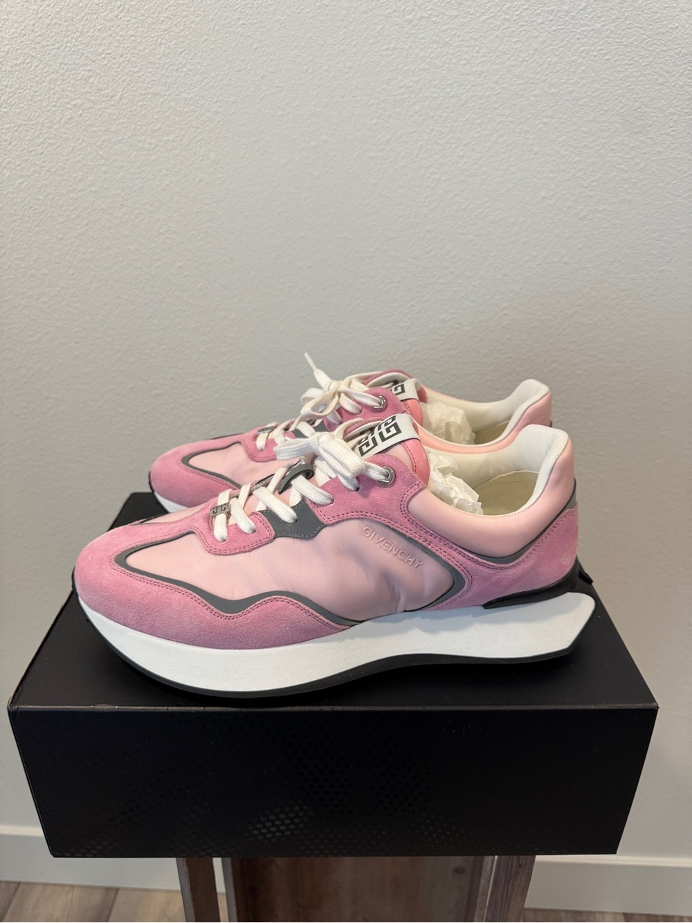 Givenchy Pink Suede & Gray Leather Runner Sneakers
